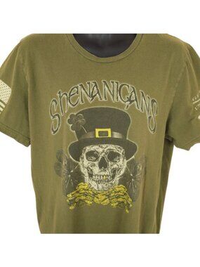 Grunt Style Shenanigans T Shirt Mens Size XL Green Leprechaun Skull